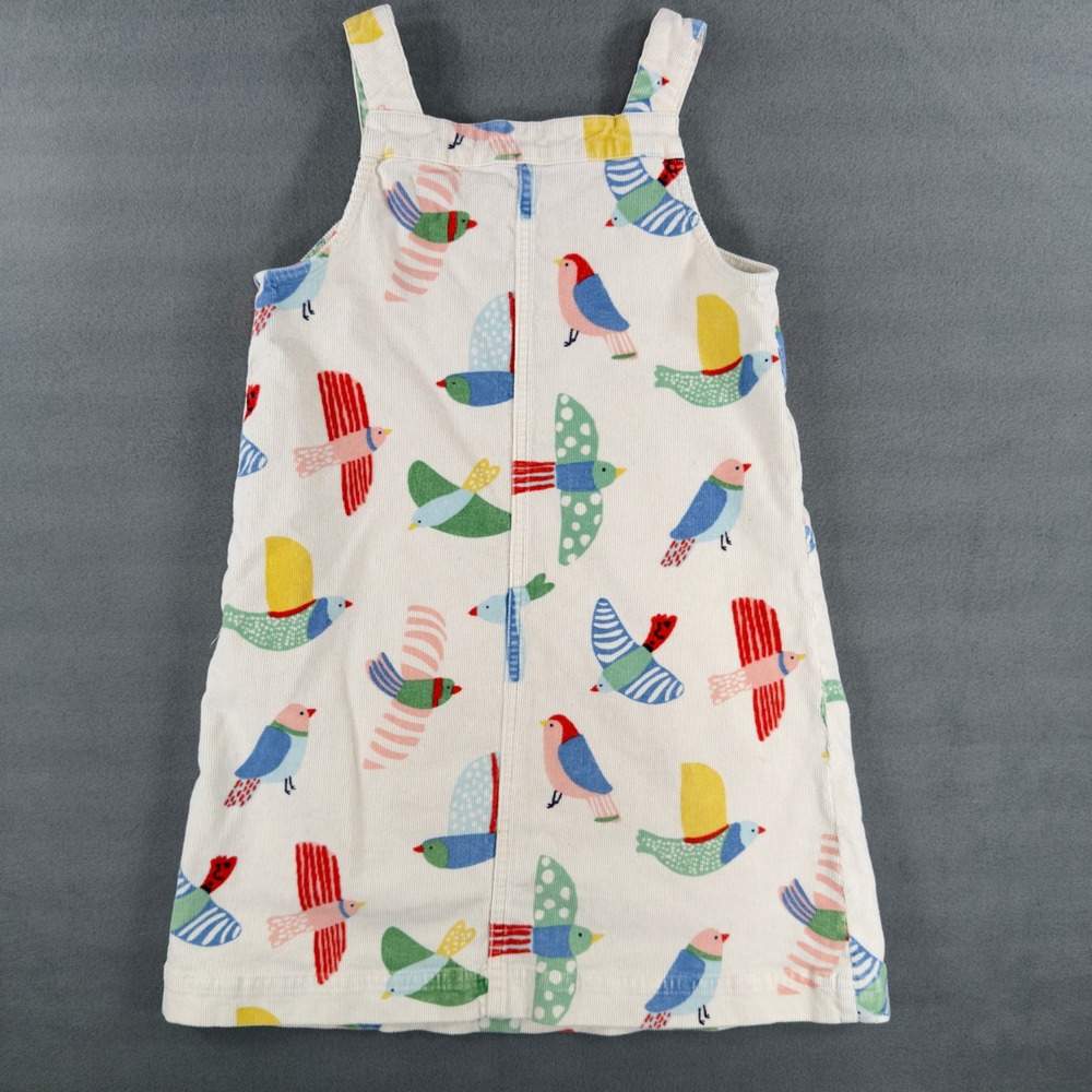 Mini Boden Girls Bird Print Corduroy Pinafore Dress White Multi Color 6-7Y - Picture 7 of 10